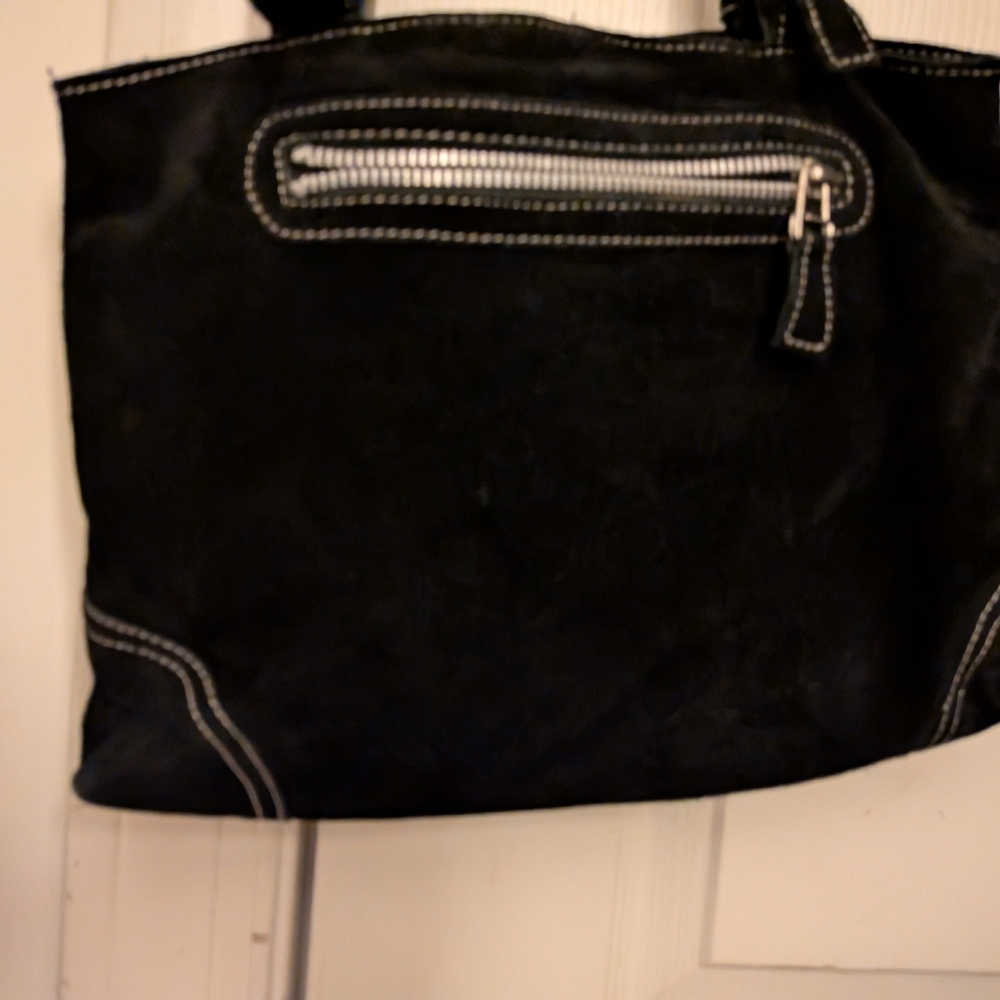 Newport News Black Suede/Genuine Leather Shoulder Bag - Picture 3 of 8